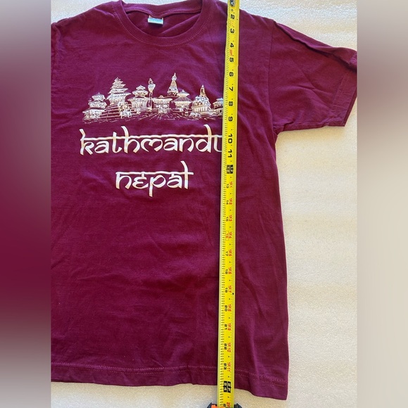 Kathmandu Nepal- Dark Red T Shirt- Dolphin 38 Brand- Made In Nepal Tee - Picture 3 of 8